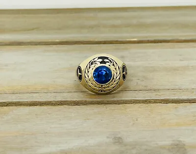 14kt Solid Yellow Gold 1.3ct Royal Blue Synthetic Spinel Mercedes Benz Ring 8.25 • $699.95