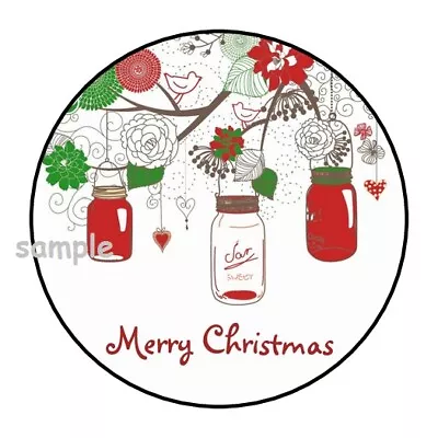 30 Merry Christmas Mason Jars Envelope Seals Labels Stickers 1.5  Round Country • $2.64