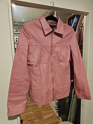 Pink Leather Jacket Size 8 • $90