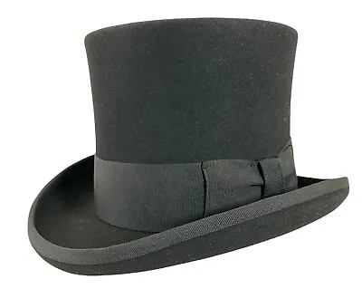 Black Tophat Wool Felt Victorian Costume Slash Mad Hatter Steampunk Rock Top Hat • $69.99