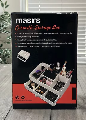 Masirs Cosmetic Storage Box Organizer - Compartments To Organize Cosmetics New • $13.45