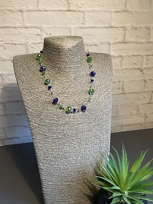 Floating Illusion Necklace Green Blue And Silver Crystal Beads With Gift Box. • £9.99