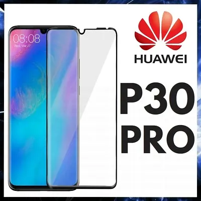 For HUAWEI P30 PRO CURVED SCREEN PROTECTOR 9D FULL COVER GORILLA TEMPERED GLASS • $11.39