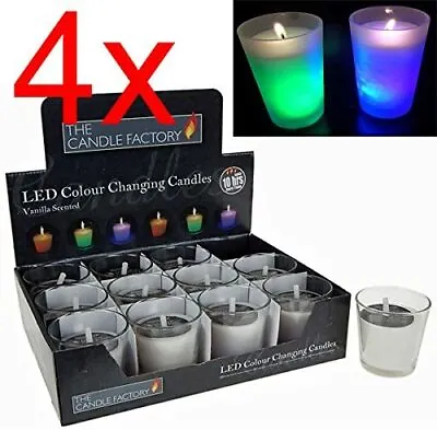 4 X Led Colour Changing Candle Pots Real Wax Vanilla Scented Soothing Relax New • £110.95