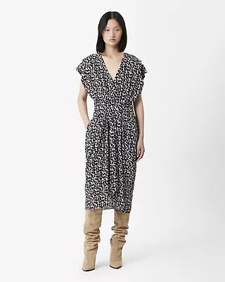 Isabel Marant Etoile Womens Almeya Abstract Printed Silk Ruffle Midi Dress M 38 • $321.65