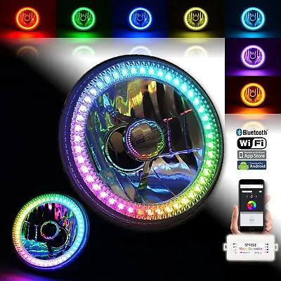 5-3/4  Bluetooth RGB SMD LED Color Chasing Halo Angel Eye Motorcycle Headlight • $99.95