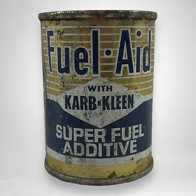 Vintage Metal 4oz Fuel-Aid With Karb-Kleen Super Fuel Additive Oil Can Full • $14.99