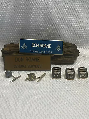 Vtg Mixed Pin Badge Lot Of AT & T Service Pins  Don Roane Name Tags  Masonic  • $29.95