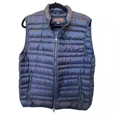 Michael Kors Lightweight Down Puffer Vest Full Zip Packable Navy Blue Men's Sz L • $45