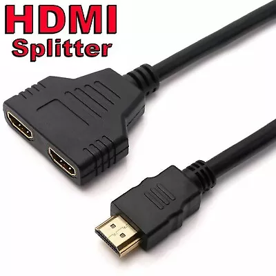 HDMI Splitter 1 In2 Out Cable Adapter Converter HD 1080 Multi Display Duplicator • $8.99