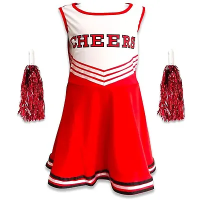 7-12 Childrens Kids Girls Cheerleader Fancy Dress Costume World Book Day • £9.99