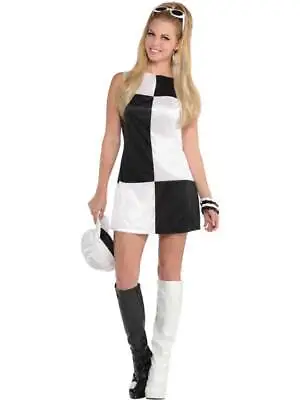 Ladies Mod Girl Costume Adult 60s 70s Go Go Fancy Dress Womens Sixties Retro • £9.95