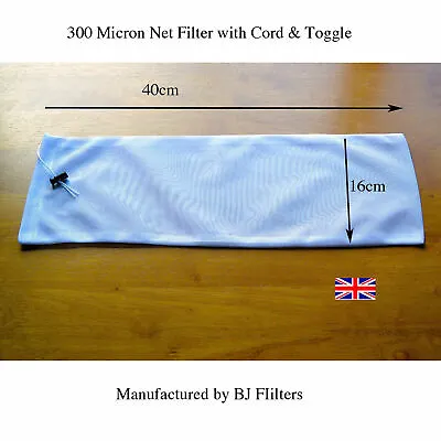 300 MICRON - SMALL FISH POND SOCK NET FILTER BAG & TOGGLE 24cm X 40cm £4.99 F/P • £4.99