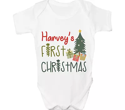 Personalised First Christmas Baby Grow 1st Xmas Sleepsuit Any Name Santa Gift • £6.99