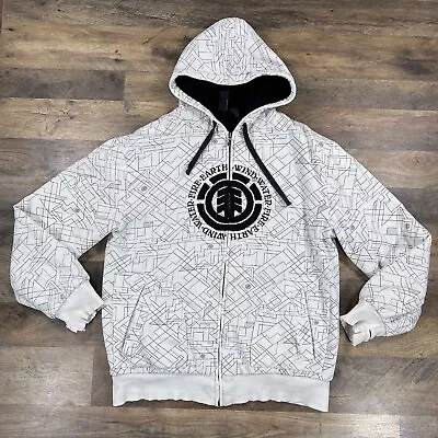 Element Hoodie Mens Large White Sherpa Lined Fleece Hooded Y2K Skate Sweatshirt • $35