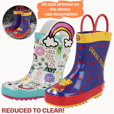 Kids Infant Cartoon Tiger Cat Waterproof Wellington Rain Boots Cheap Wellies • £7.49