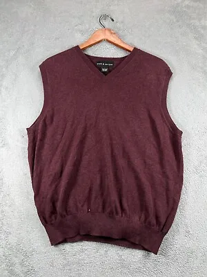 Croft & Barrow Sweater Vest Mens Large Red V Neck Pullover Sleeveless • $17.09