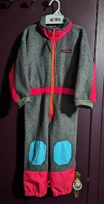 Sun Ice 80s One Piece Warm Snow Mobile Board Ski Suit Sz 4Y RARE Vintage Neon • $38