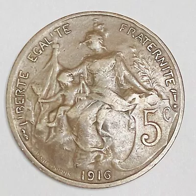 Gorgeous 1916 France 5 Centimes Rare Good Condition  • $5.50