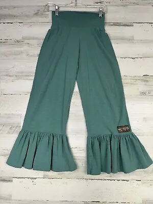 Matilda Jane Size XS Women’s Green Big Ruffle Cropped Pants Casual Stretchy • $18.99