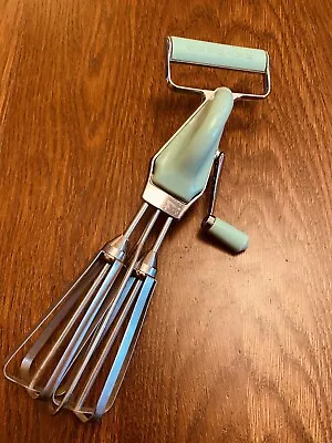 Vintage Maynard Turquoise Hand Mixer Egg Beater Kitchen Utensil • $40