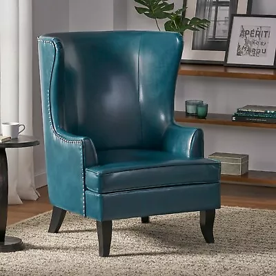 Jameson Leather High Back Wingback Armchair • $357.28