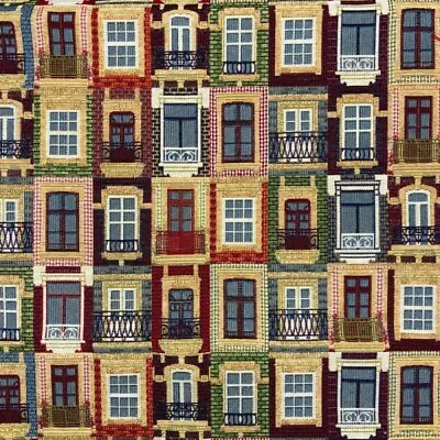 £0.99 • Buy Tapestry Fabric Lisbon Buildings Upholstery Furnishings Curtains 140cm Wide