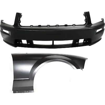 Front Bumper Cover Fender Kit For 2005-2009 Ford Mustang With Fog Light Holes • $288.36