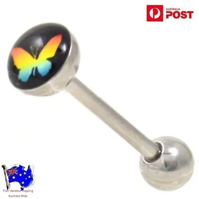 Butterfly Logo Tongue Bar Picture Tongue Ring Body Piercing Jewellery • £3.06