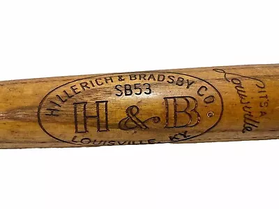 H&B SB53 Vintage Wooden Bat 1950’s Louisville Kentucky Hillerich & Bradsby • $115