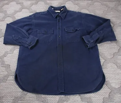 $14.99 • Buy Vintage LL Bean Shirt Mens 17.5 Blue Chamois Cloth Made In USA