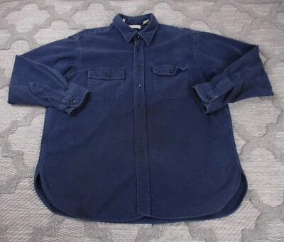 $14.99 • Buy Vintage LL Bean Shirt Mens 17.5 Blue Chamois Cloth Made In USA