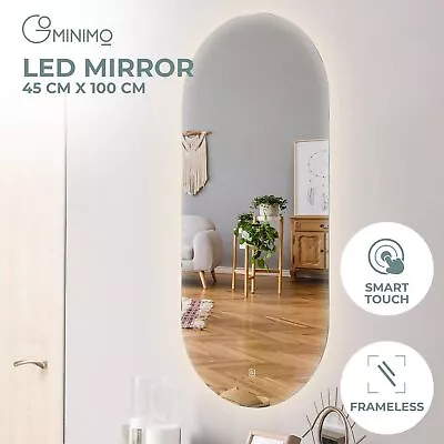 Gominimo LED Anti-Free Wall Mounted Bathroom Makeup Vanity Mirror 1000mm Oval • $102.95