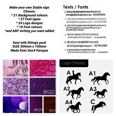 Make Your Own Design Horse Stable Sign Personalised Logo Font Text & Colours • £9.99