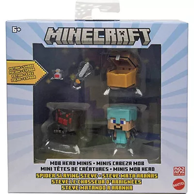 Mattel - Minecraft Mob Head Minis Figure Pack - SPIDER SLAYING STEVE (HDV67) New • $17.89