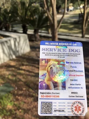 $14.99 • Buy ADA Service Dog Card ID Badge Assistance Animal Badge ESA Holographic Charity