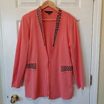 MING WANG Orange Black Cardigan Jacket Career Casual Size L • $47.99