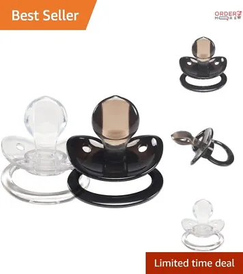 Candy Gloss Adult Pacifier Set - Black & Crystal - Silicone - Latex Free • $41.98