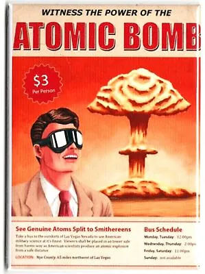Vintage Atomic Bomb Nevada Poster Metal Back Fridge Locker Magnet 2.5 X 3.5  • $7.95
