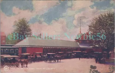 Liberty NY - CARRIAGES AT STATION - Postcard O&W Railroad Series • $10