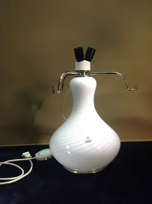 Vtg White Vetri Venetian Murano Glass Lamp Base # 048 All Original Without Shade • $798