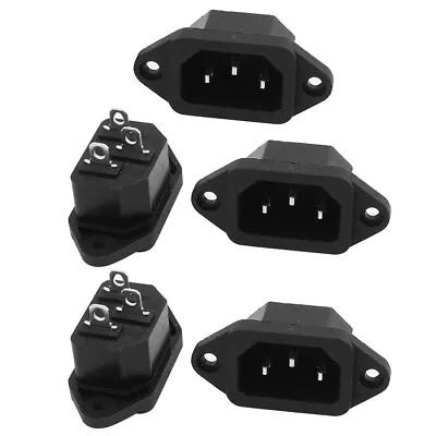 5Pcs AC 250V 10A Male 3 Terminals Panel Mount C14 Power Plug Adapter Connector • $9.11