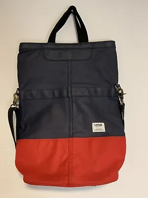 Linus The Sac Canvas Bike Messenger Bag Saddle Pannier Navy Blue & Red • $39