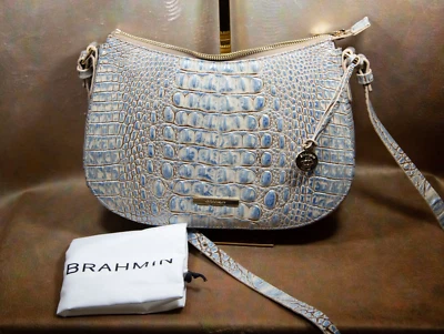 £220.13 • Buy Brahmin New Shayna Denim Leather Summer 23 Blue Haze Ombre