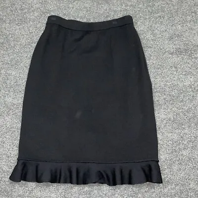 ST. John Skirt Womens Size 10 Black Ruffle Hem Knit Pull On Career Classic • $49