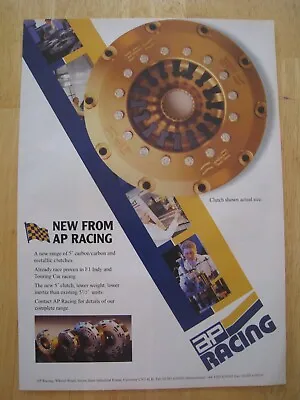 Ap Racing Clutch Shown Actual Size F1 Indy Touring C 1995 Advert A4 Size File 18 • $2.48