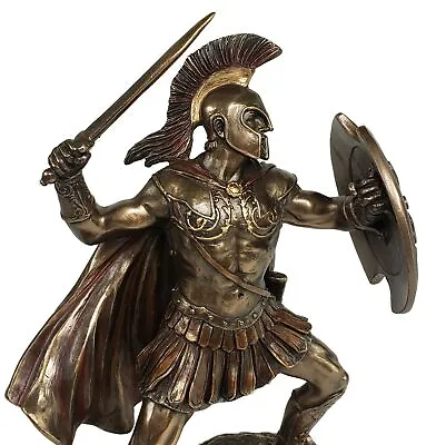 ACHILLES 9 1/2  W/ Sword & Shield GREEK MYTHOLOGY Sculpture Statue Bronze Color • $68.36