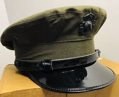 Marine Corps USMC Enlisted Dress Service Kingform Cap Hat W/ 2 Covers EGAs 6 7/8 • $75