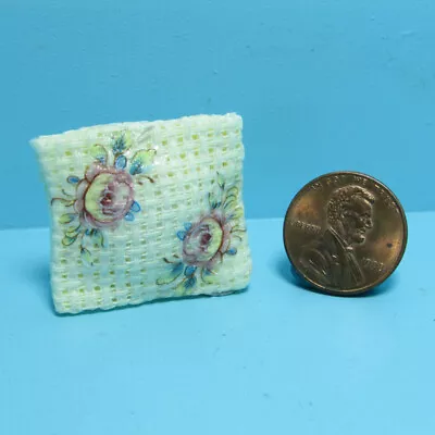 Dollhouse Miniature Accent Throw Pillow With Floral Design B1630 • $1.07