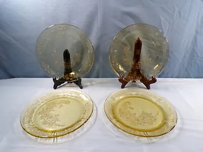 Set Of 4 Federal Amber Depression Glass Sharon Cabbage Rose Dinner Plates 9  • $9.99